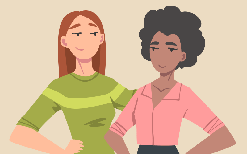 An illustration of two women talking to represent clinical supervision.